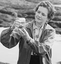 Rachel Carson with specimen jar, 1961 (A. Eisenstaedt)