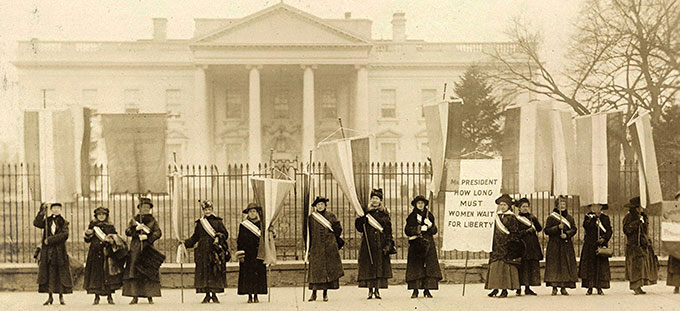 The Silent Sentinels picketing the White House in 1917